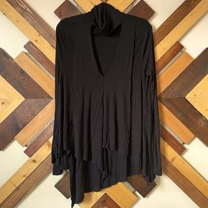 Free People Long Sleeve Choker Neck Top size Small